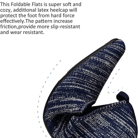 Blue & White Marled Pointed Toe Knit Texture Ballet Flats  NEW!! - Picture 9 of 11